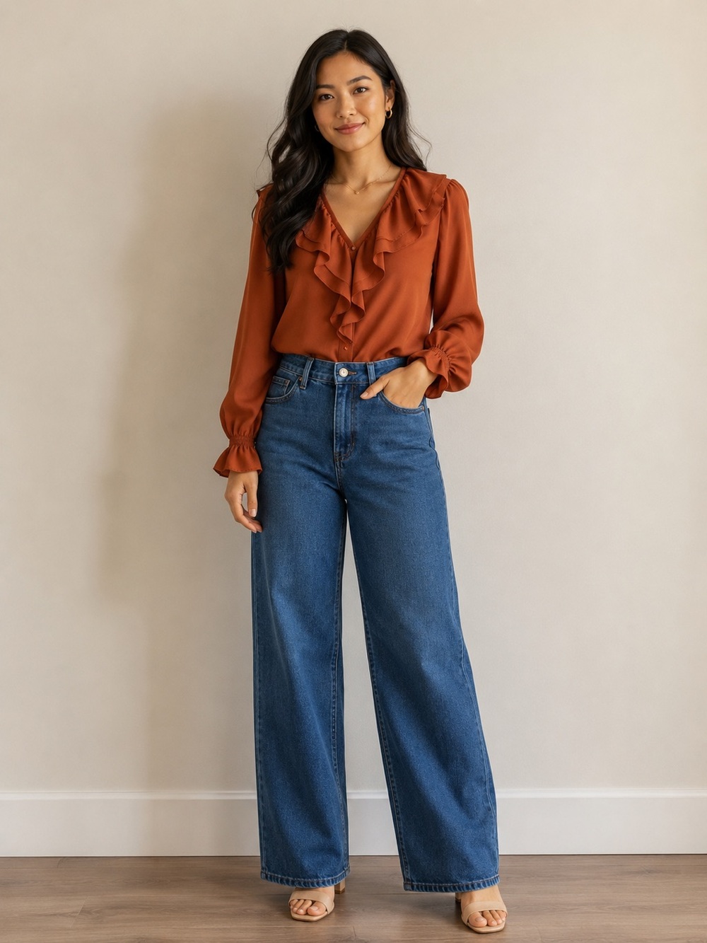 LA Girl wide -Leg Jeans in Dark Blue Wash